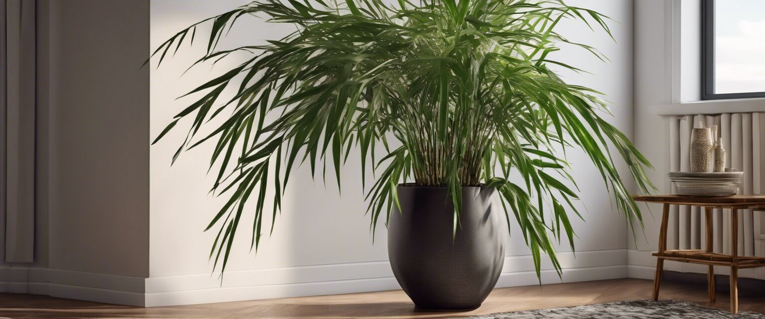 Bamboo palm in living room corner