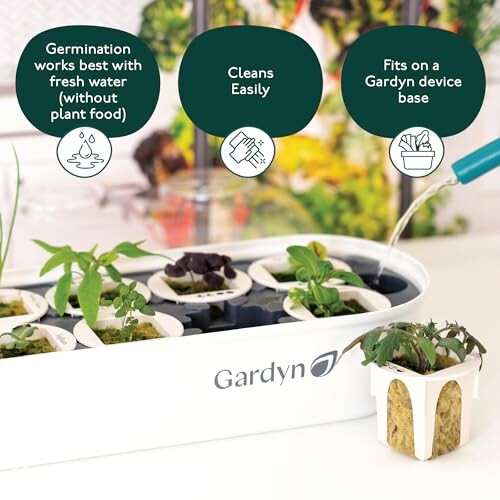 Gardyn hydroponic system with plants and features