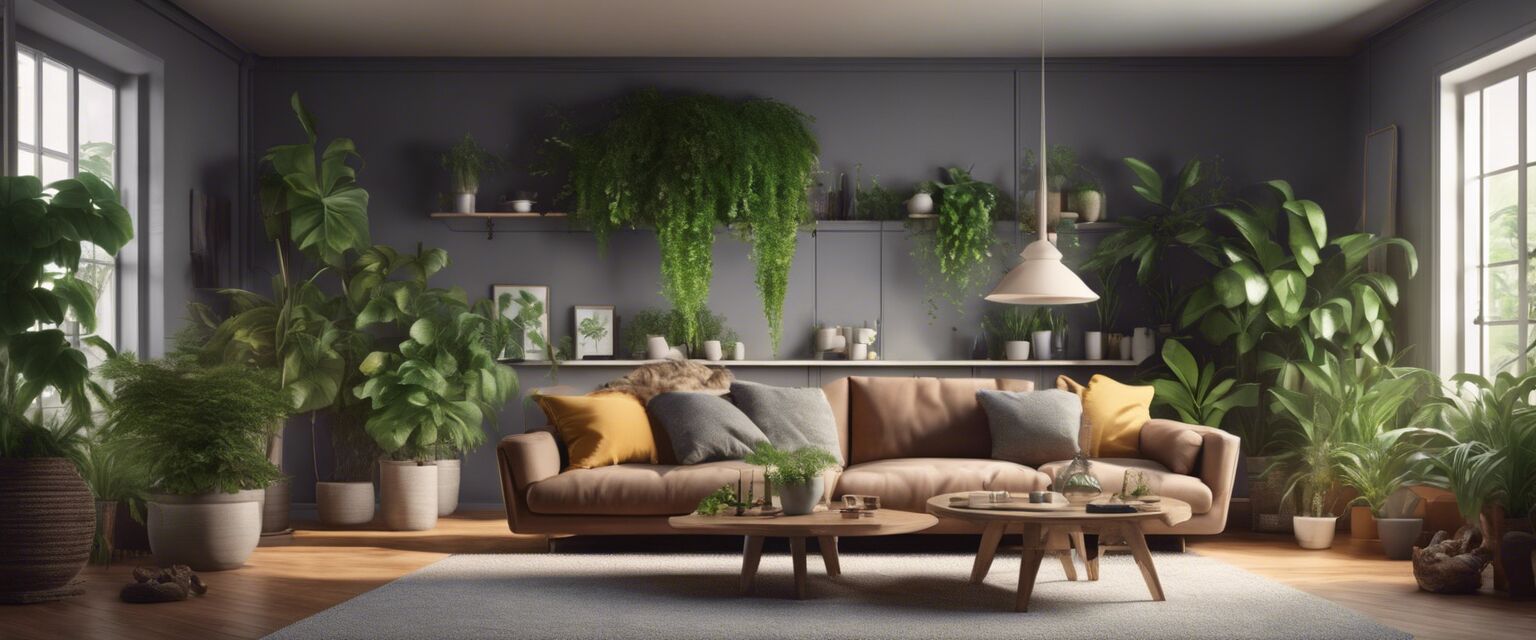 Living room decorated with air-purifying plants